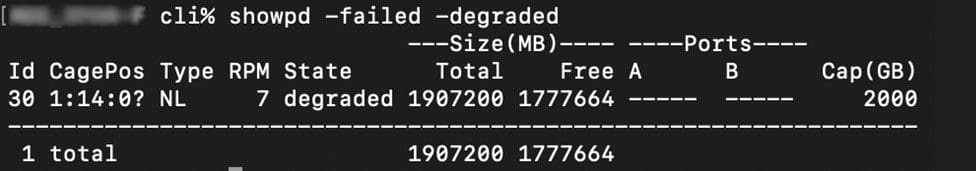 3PAR - Show Fail Degraded Results