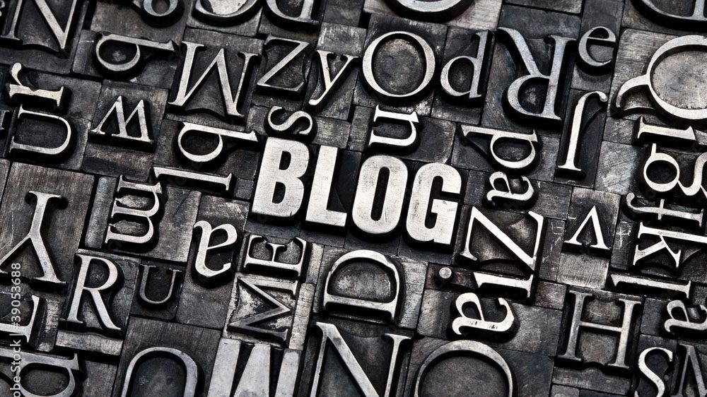 typesetting letters with BLOG spelled out in the middle