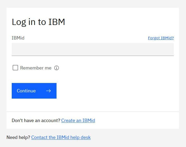 Login screen for IBM warranty lookup