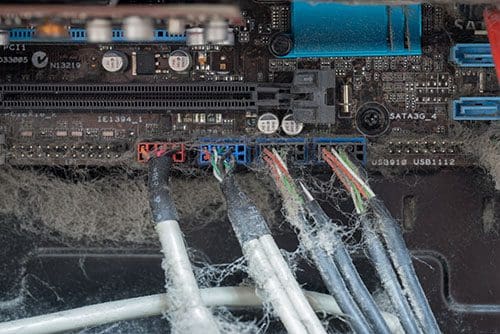 Old IT equipment with dust and cobwebs