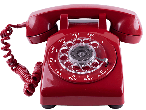Old red rotary phone