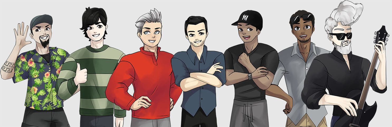 Anime of Bill, Kyle, Ben, Steve, Omari, Colvin and Chris