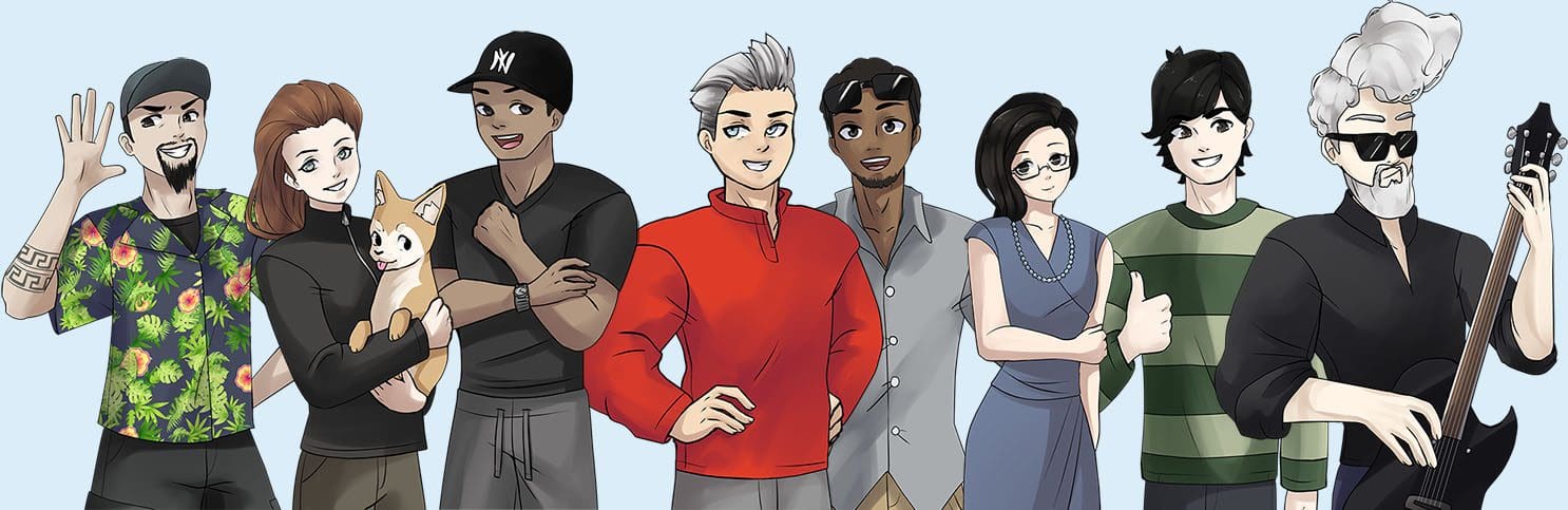 Anime - Bill, Tanya, Omari, Ben, Colvin, Aya, Kyle, Chris