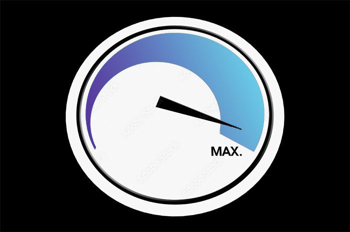 Gauge pointing to max