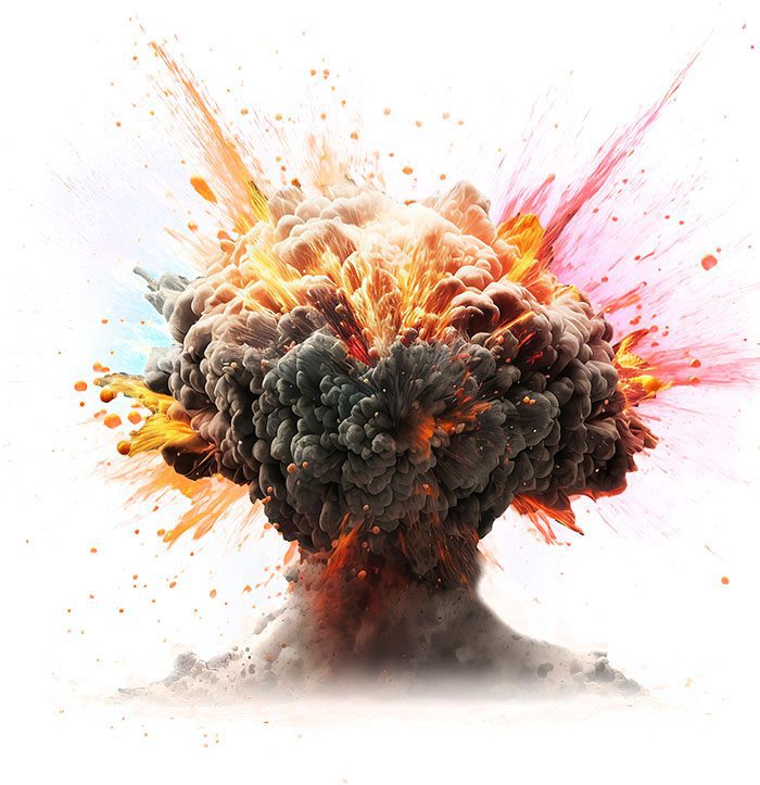 Representation of an explosion on a white background