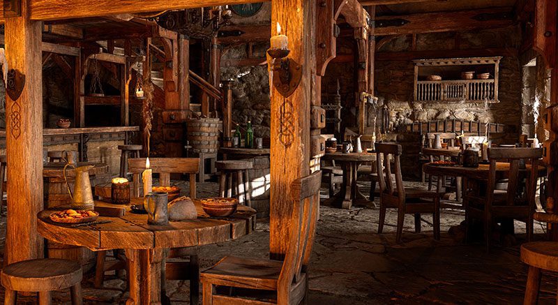 Medieval tavern bar