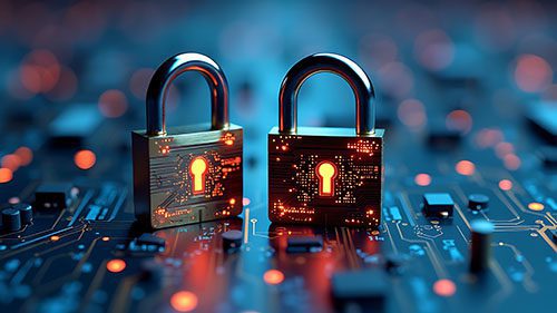 Padlocks representing network digital security